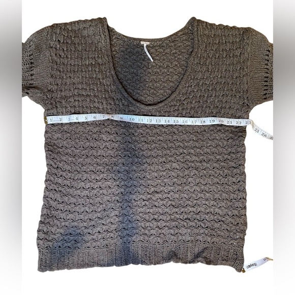 Free People Oversized Lagenlook Gray Brown Knit Wool Sweater Size L - Picture 6 of 8